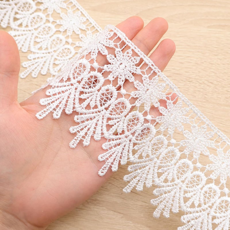 GXTIZAS White Lace Trim 5 Yards Wide Venise Lace Ribbon Embroidered Edge Trim for Sewing Crafts Pillow Case - Image 4